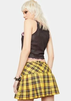 Tripp NYC Pleated Yellow Plaid Skirt Bottoms