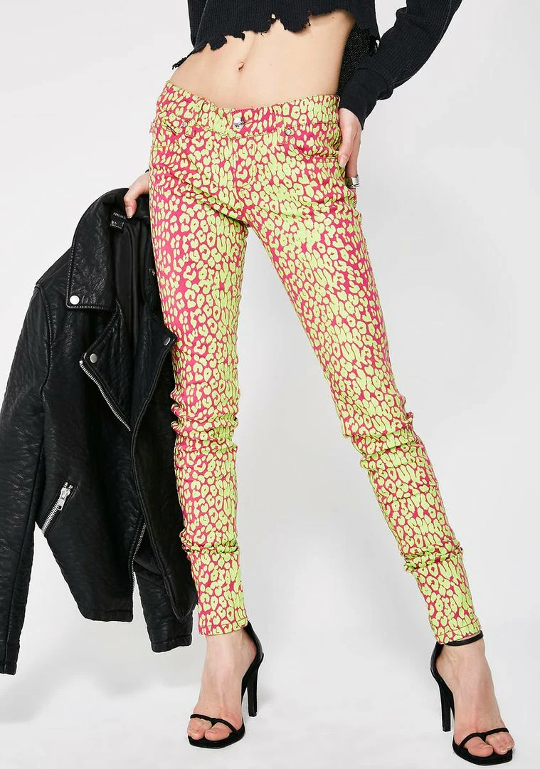 Tripp NYC Neon Leopard Print Skinny Jeans 3 Tripp NYC Neon Leopard Print Skinny Jeans