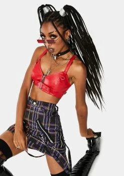 Tripp NYC Tops Red Buckle Extra Crop Top