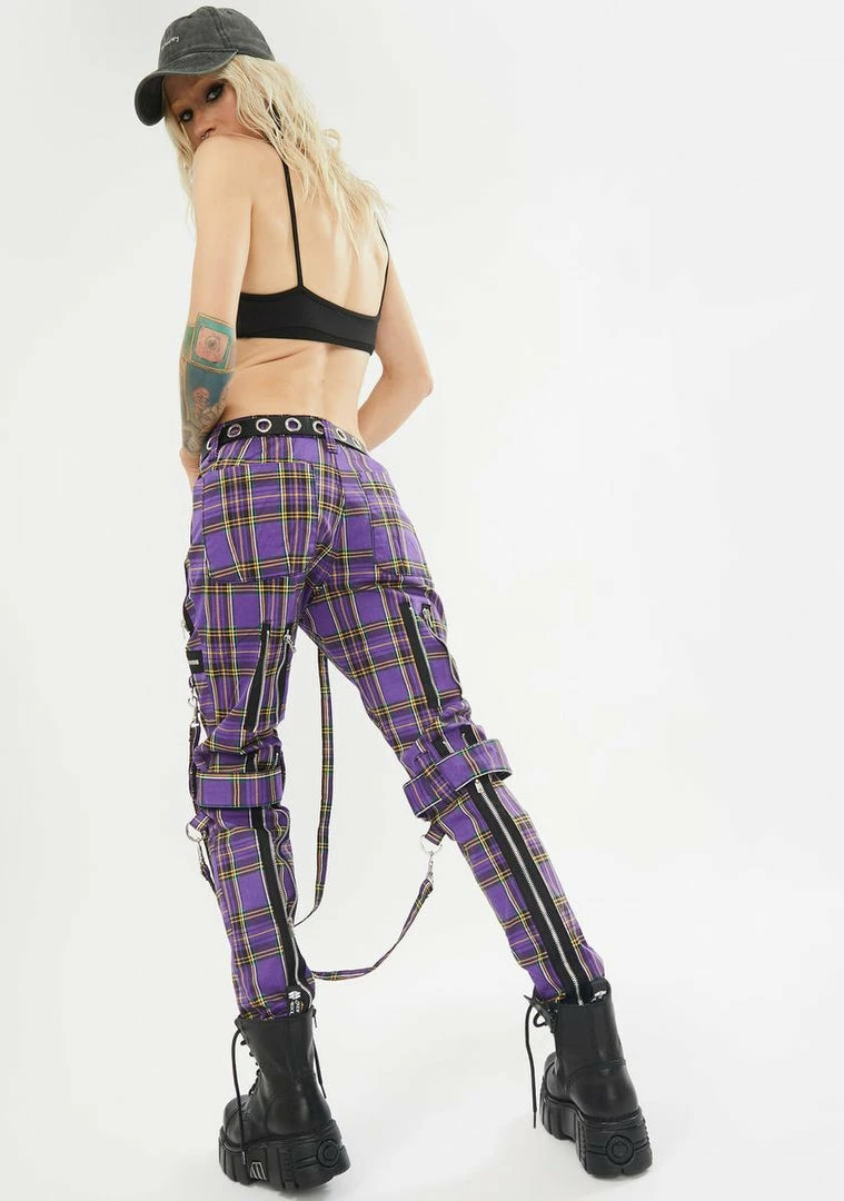 Tripp NYC Violet Plaid Bondage Pants Bottoms 6 Tripp NYC Violet Plaid Bondage Pants Bottoms
