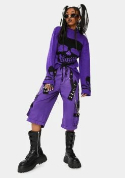 Tripp NYC Purple Knit Skull Sweater Tops 8 Tripp NYC Purple Knit Skull Sweater Tops