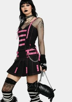 Tripp NYC Pink Buckle Corset Top