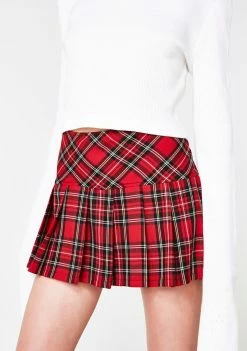 Tripp NYC Pleated Bloody Plaid Skirt