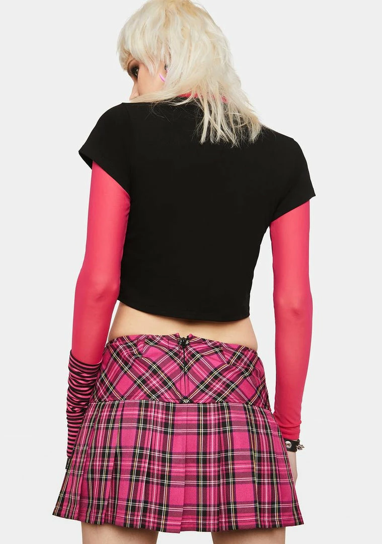 Tripp NYC Bottoms Pink Plaid Pleated Mini Skirt 6 Tripp NYC Bottoms Pink Plaid Pleated Mini Skirt