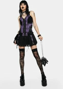 Tripp NYC Purple Enchanted Pleated Mini Skirt