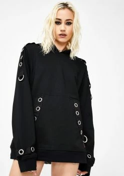 Tripp NYC Pullover Grommet Hoodie Tops