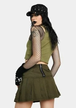 Tripp NYC Army Multi Eyelet Pleated Skirt