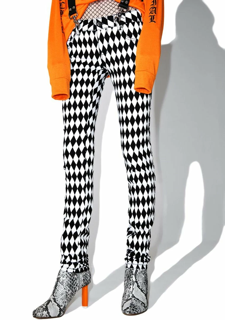 Tripp NYC Bottoms White & Black Harlequin Skinny Jeans 3 Tripp NYC Bottoms White & Black Harlequin Skinny Jeans