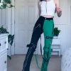 Tripp NYC Green And Black Split Bondage Pants Bottoms 1 Tripp NYC Green And Black Split Bondage Pants Bottoms