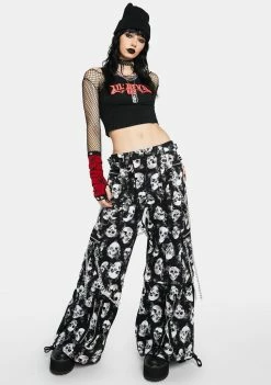Tripp NYC Wide Leg Pants Chain To Chain Skull Pants