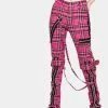 Tripp NYC Neon Pink Plaid Bondage Pants Bottoms