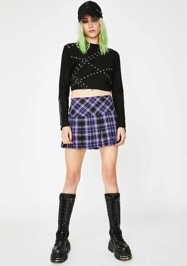 Tripp NYC Bottoms Purple Pleated Plaid Mini Skirt 5 Tripp NYC Bottoms Purple Pleated Plaid Mini Skirt
