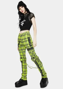 Tripp NYC Neon Lime Plaid Bondage Pants 8 Tripp NYC Neon Lime Plaid Bondage Pants