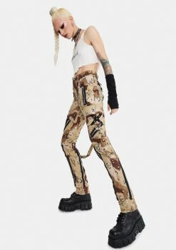 Tripp NYC Sand Camo Classic Slim Leg Bondage Pants