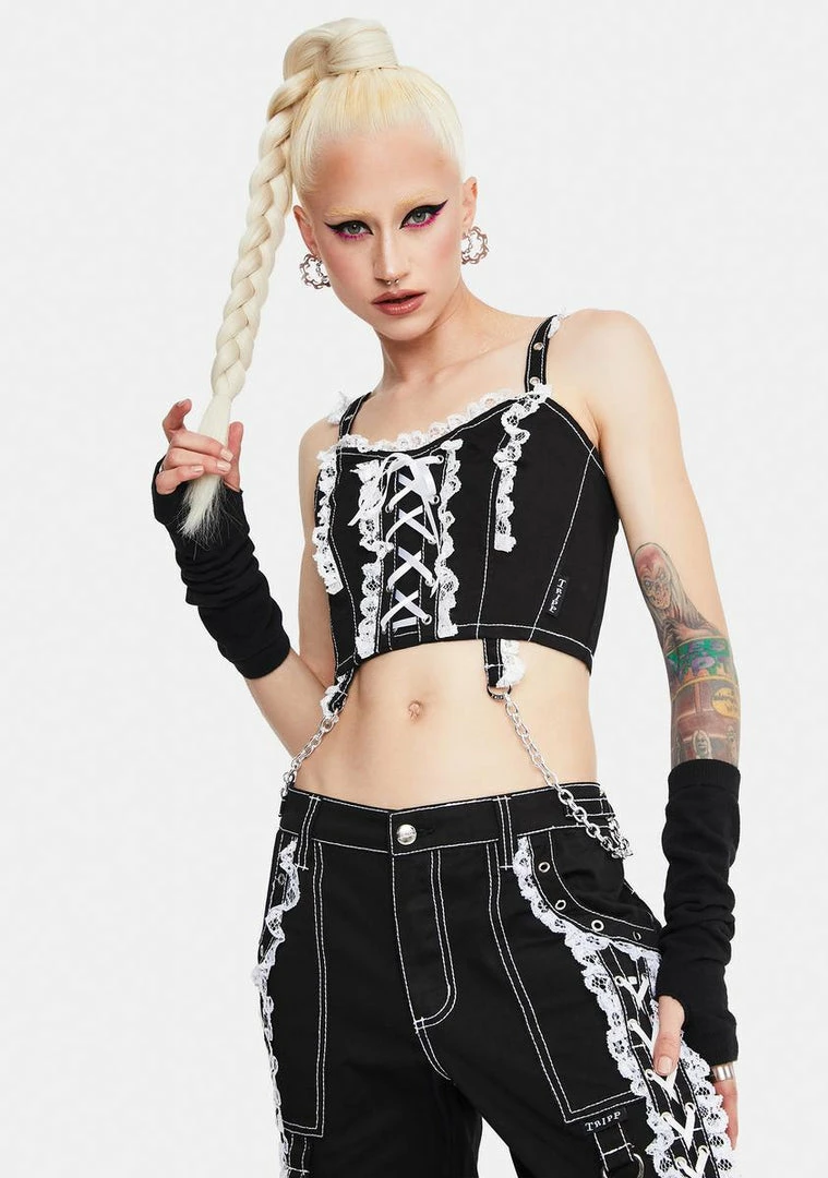 Tripp NYC Tops Lace Crop Corset Top 3 Tripp NYC Tops Lace Crop Corset Top
