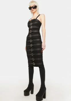 Tripp NYC Dresses Belted Strap Midi Dress