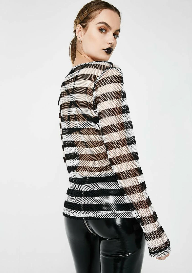 Tripp NYC Long Sleeve Striped Mesh Top 6 Tripp NYC Long Sleeve Striped Mesh Top