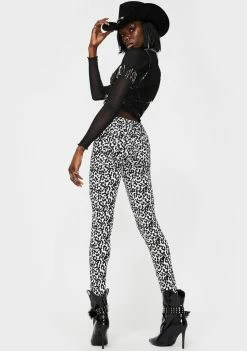 Tripp NYC White Leopard T-Back Skinny Jeans Bottoms 9 Tripp NYC White Leopard T-Back Skinny Jeans Bottoms