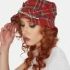 Tripp NYC Red Plaid Bondage Bucket Hat