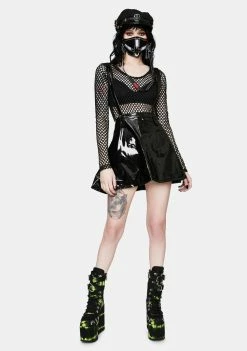 Tripp NYC Black PVC Suspender Skirt
