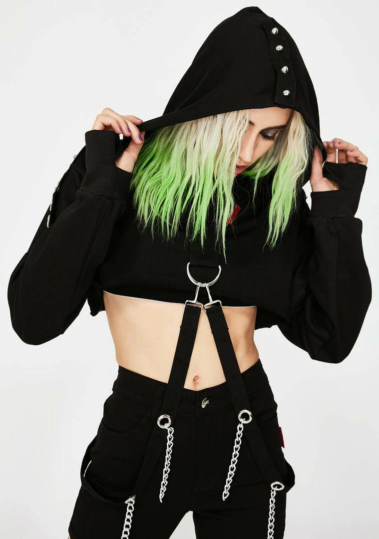 Tripp NYC Chain Strap Crop Hoodie Tops 3 Tripp NYC Chain Strap Crop Hoodie Tops