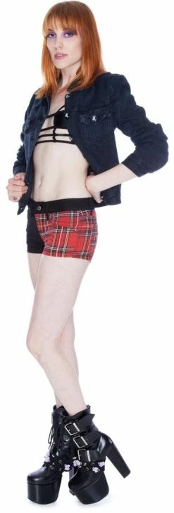 Tripp NYC Plaid Split Shorts Bottoms