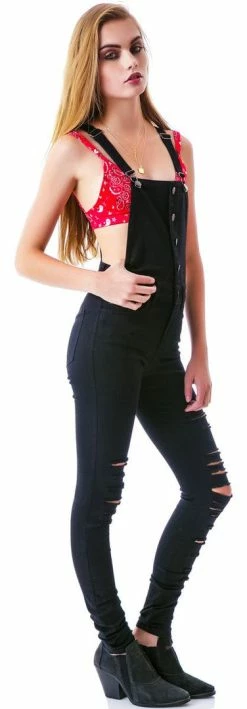 Tripp NYC Ripped Knee Overall Bottoms