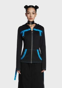 Tripp NYC Zip-Up Hoodies Black/Blue Multi Eyelet Hoodie