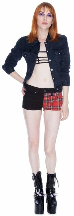 Tripp NYC Plaid Split Shorts Bottoms