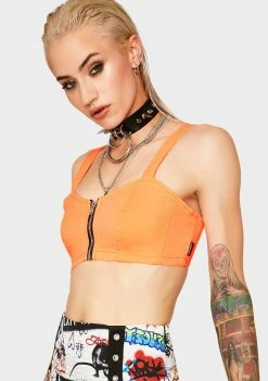 Tripp NYC Tops Neon Orange Bustier Top