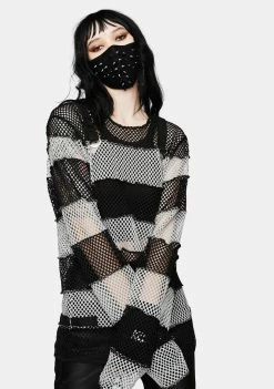 Tripp NYC Black Mega Mesh Stripe Jersey