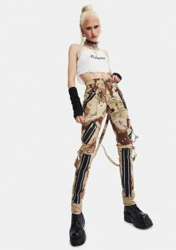 Tripp NYC Sand Camo Classic Slim Leg Bondage Pants