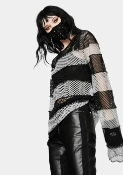 Tripp NYC Black Mega Mesh Stripe Jersey