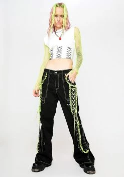 Tripp NYC Green Lace Dark Street Pants