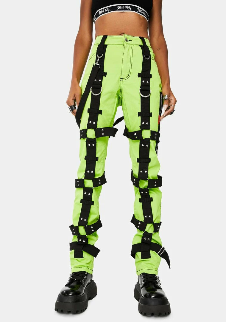 Tripp NYC Bottoms Lime Harness Pants 3 Tripp NYC Bottoms Lime Harness Pants
