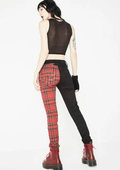 Tripp NYC Split Personality Plaid Jeans Bottoms