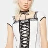 Tripp NYC Tops Cap Sleeve Skull Embroidery Corset 2 Tripp NYC Tops Cap Sleeve Skull Embroidery Corset