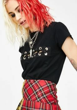 Tripp NYC Black Lace-Up Tee