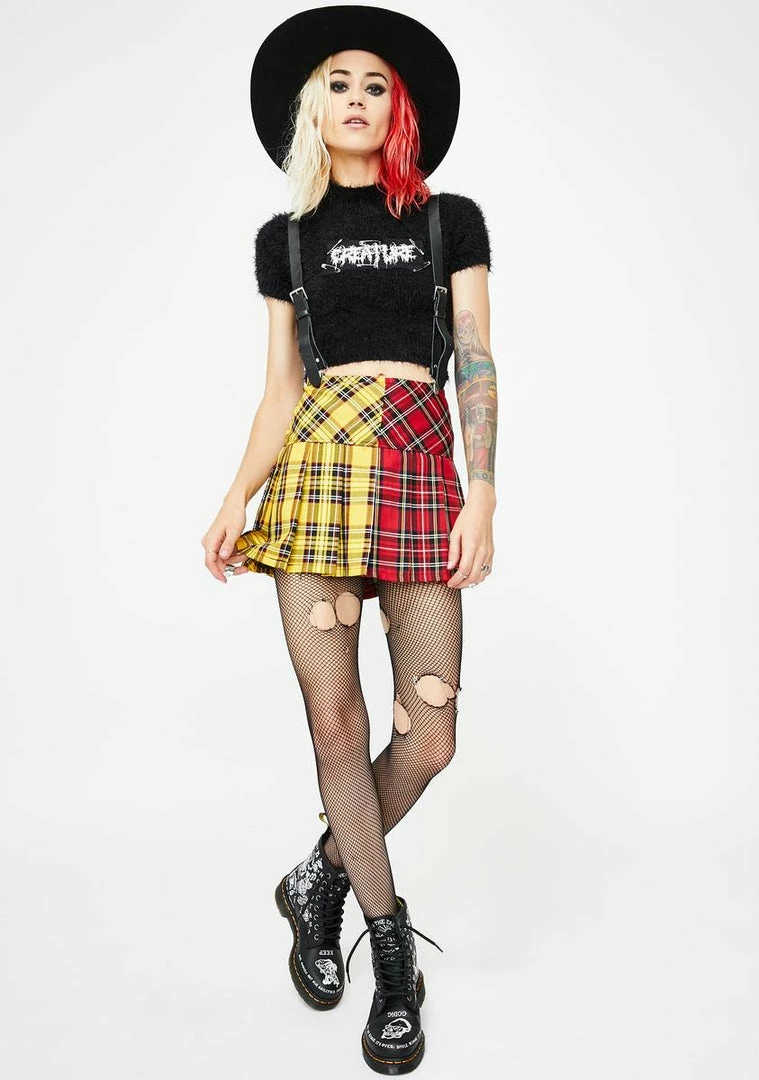 Tripp NYC Split-Plaid Pleated Skirt Bottoms 5 Tripp NYC Split-Plaid Pleated Skirt Bottoms