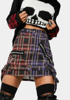 Tripp NYC Bottoms Plaid Split Bondage Skirt