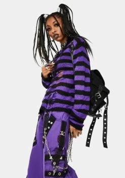 Tripp NYC Purple Rag Striped Sweater Tops