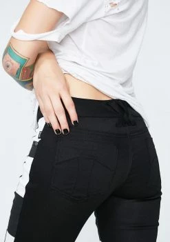 Tripp NYC Jumbo Check Split Front Skinny Jeans Bottoms