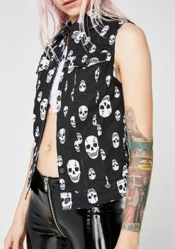Tripp NYC Outerwear Toxic Skull Jean Jacket Vest 9 Tripp NYC Outerwear Toxic Skull Jean Jacket Vest