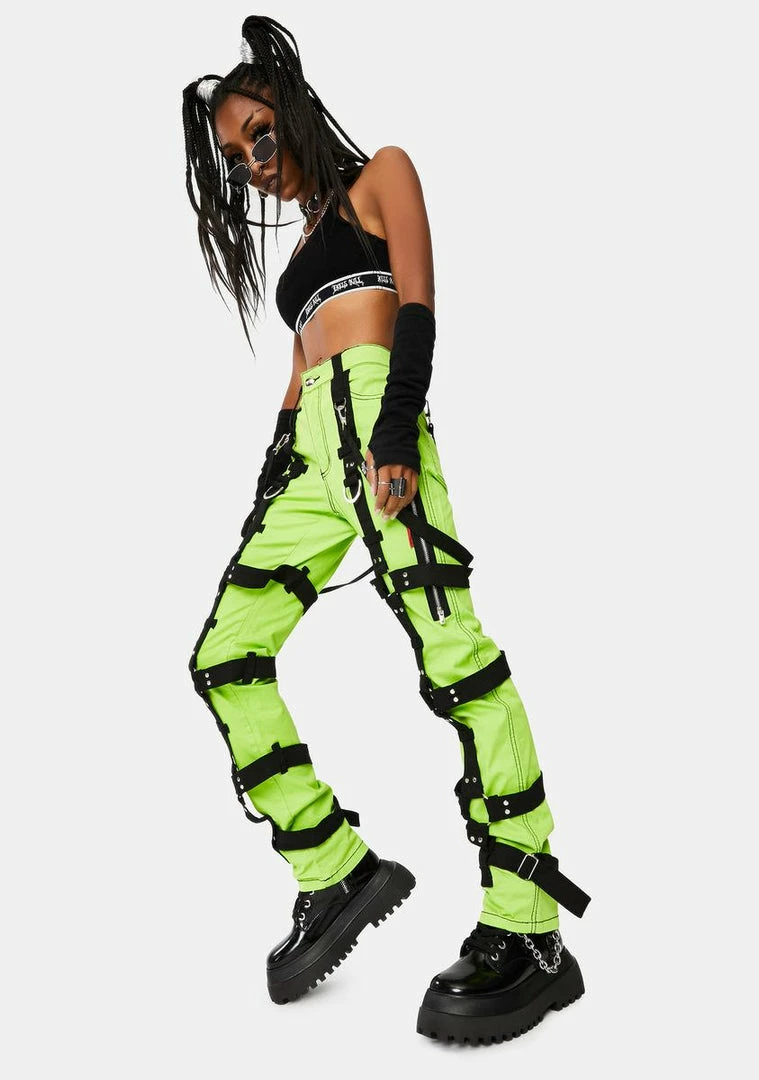 Tripp NYC Bottoms Lime Harness Pants 4 Tripp NYC Bottoms Lime Harness Pants