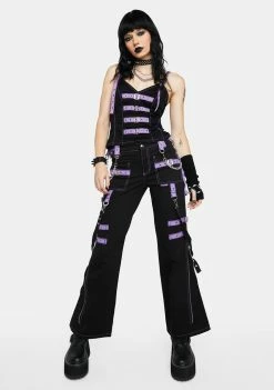 Tripp NYC Lavender Buckle Strap And Ring Pants