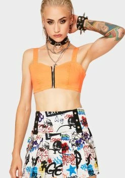 Tripp NYC Tops Neon Orange Bustier Top