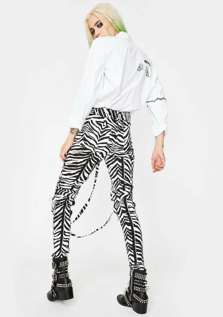 Tripp NYC Zebra Classic Slim Leg Bondage Pants Bottoms 6 Tripp NYC Zebra Classic Slim Leg Bondage Pants Bottoms
