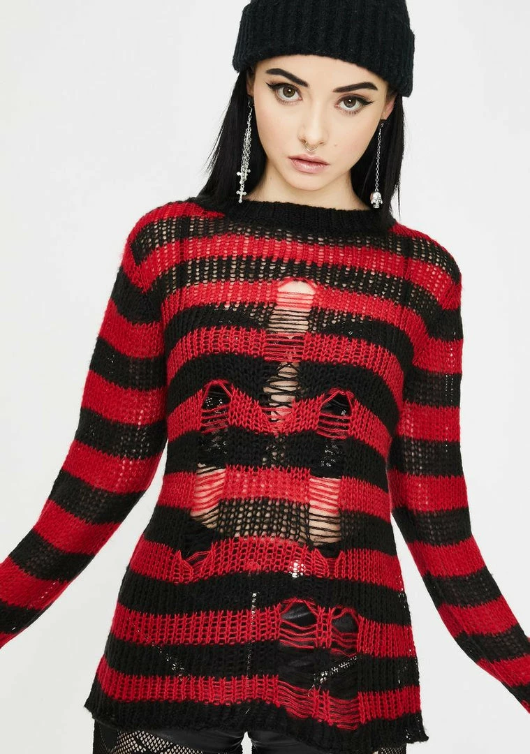 Tripp NYC Tops Red Rag Stripe Sweater 3 Tripp NYC Tops Red Rag Stripe Sweater