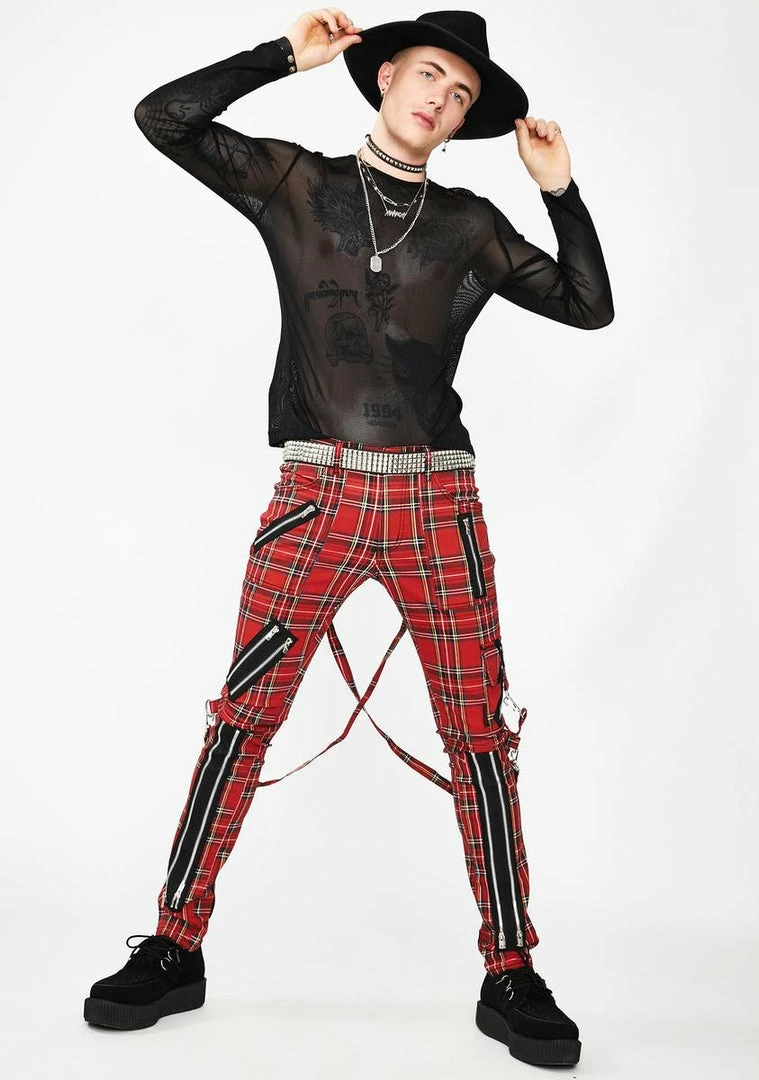 Tripp NYC Bottoms Classic Slim Leg Plaid Bondage Pants 4 Tripp NYC Bottoms Classic Slim Leg Plaid Bondage Pants