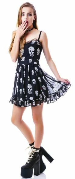 Tripp NYC Dresses Destroy Skull Ruffle Dress